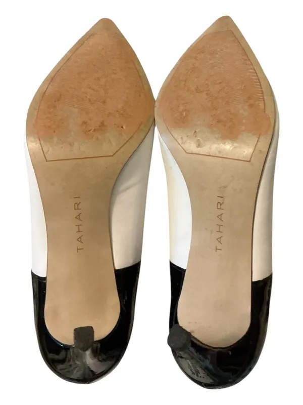Tahari Two-Tone Black Patent & White Leather Stiletto Pumps Size 9 - Image 4