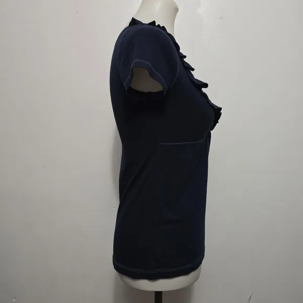 Hollister Navy Blue Ruffle V-Neck Babydoll Knit Top Small Coquette Y2K Aesthetic - Image 4