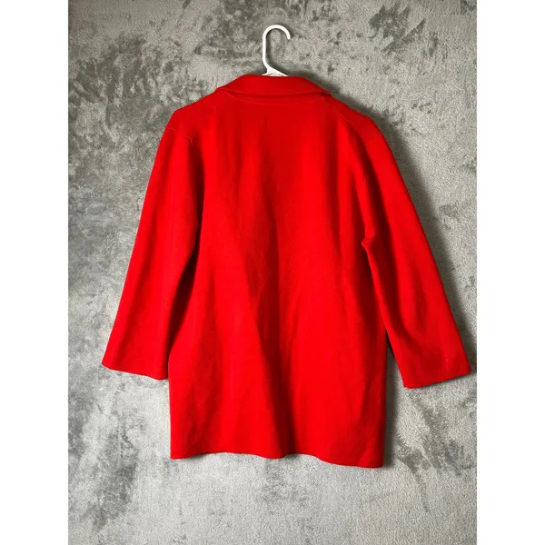 J.Crew Sophie Open Front Sweater Blazer Red Coatigan Quiet Luxury Medium - Image 3