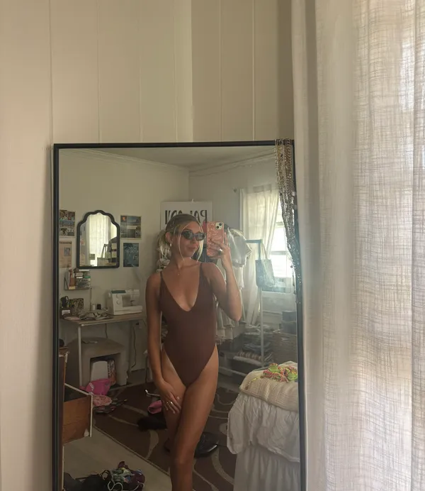 Brown Deep V One Piece - Image 2