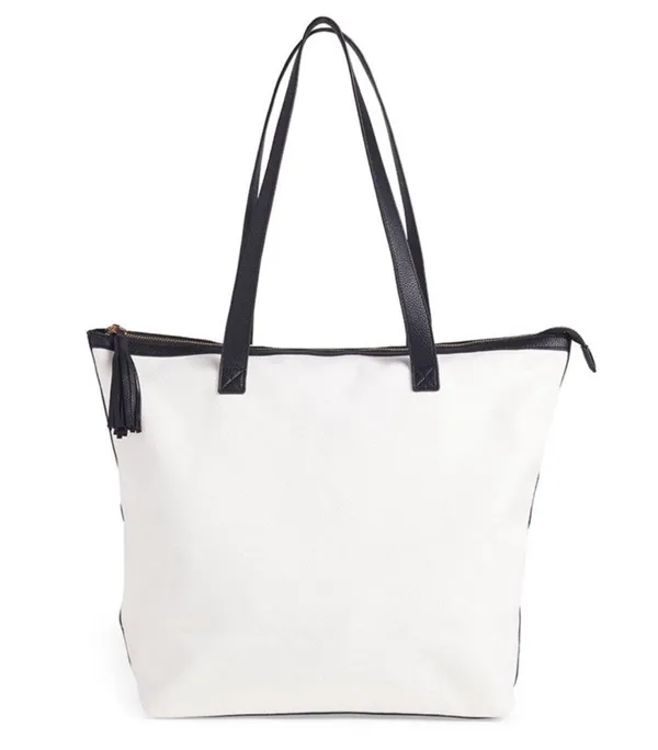 NEW Walter Baker Carly White and Black Canvas Daytripper Bag, New, MSRP $198 - Image 2