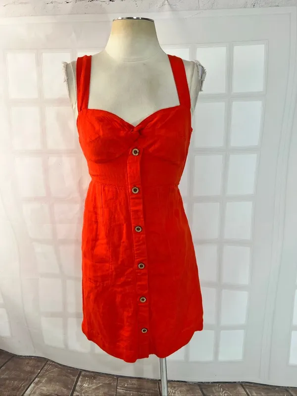 Maeve Anthropologie nwt Tangerine twist front mono dress size XS - Image 4