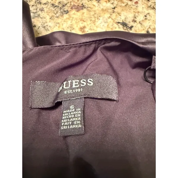 GUESS Lace-Trim Slip Dress Black Satin Midi Y2K Minimalist Wedding Guest‎ - Image 6