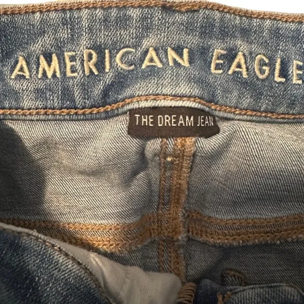 American Eagle Women’s Blue Distressed Shark Bite Fringe Denim Jeans Size 0R - Image 10