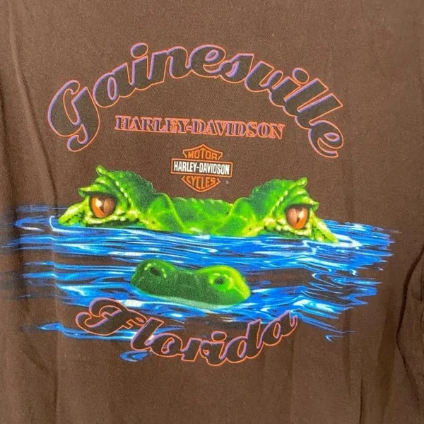 Harley Davidson Poker Brown Graphic Tee Shirt Size Medium Gainesville Florida - Image 4