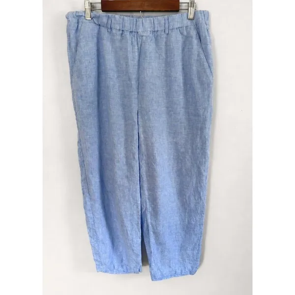 Quince French Blue 100% European Linen Straight Leg Elastic Waist Pants Sz L - Image 3