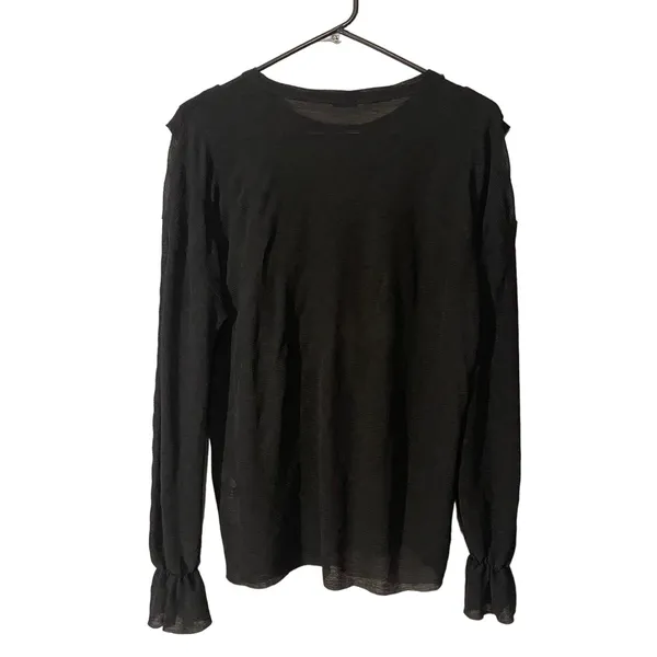 Zara Black Layered Ruffled Detail Dressy Long Sleeve Blouse Women Sz S - Image 3