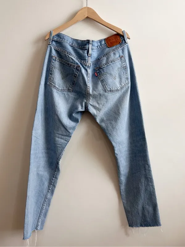 Levi's Premium 501 Taper Distressed Jeans Light Wash W28 L28 straight leg - Image 3