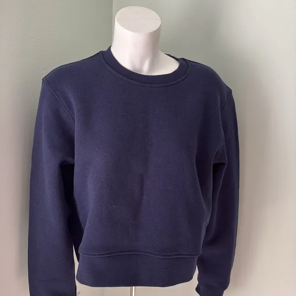 Organic Basics Navy Cropped Sweatshirt Medium NEW Blue - Image 2