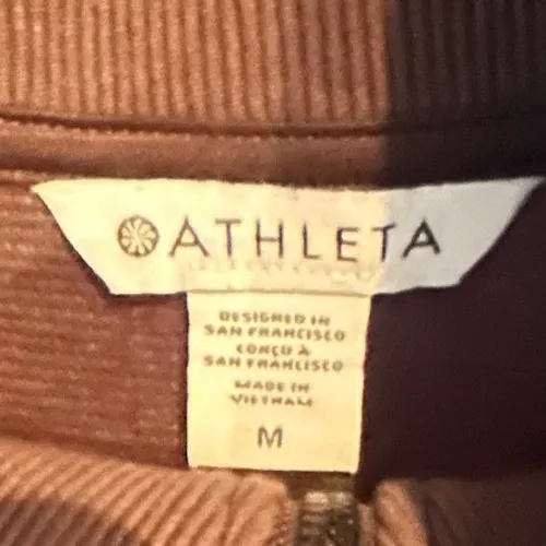 Athleta Quarter‎ Zip Sweatshirt Medium Ribbed Funnel Neck Athleisure Gorpcore - Image 3