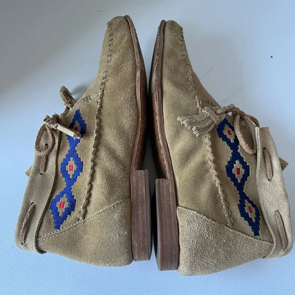Soludos Suede Moccasin Womens Boots Sz 7 Boho Southwestern Embroidered Festival - Image 5