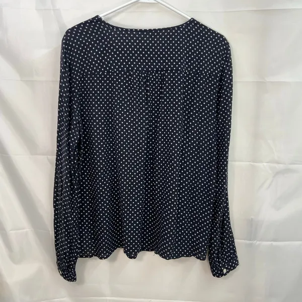 GAP women's long sleeve tie neck loose relaxed‎ black polka dotted blouse large - Image 6