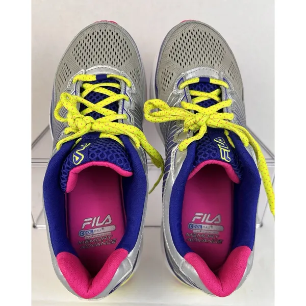 FILA Cool Max Womens Sneaker Size 7.5 - 8 Narrow Silver/Neon RUNS SMALL 5SR20900 - Image 3