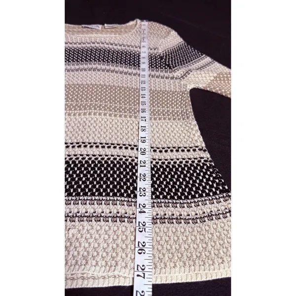 Vintage 90s Basic Editions Cotton Open Knit Striped Sweater Large y2k retro - Image 5