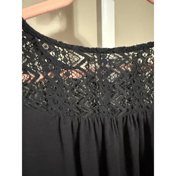Cupio Black Lace Yoke Flowy Long Sleeve Top XL Witchy Soft Gothic Romantic‎ Boho - Image 7