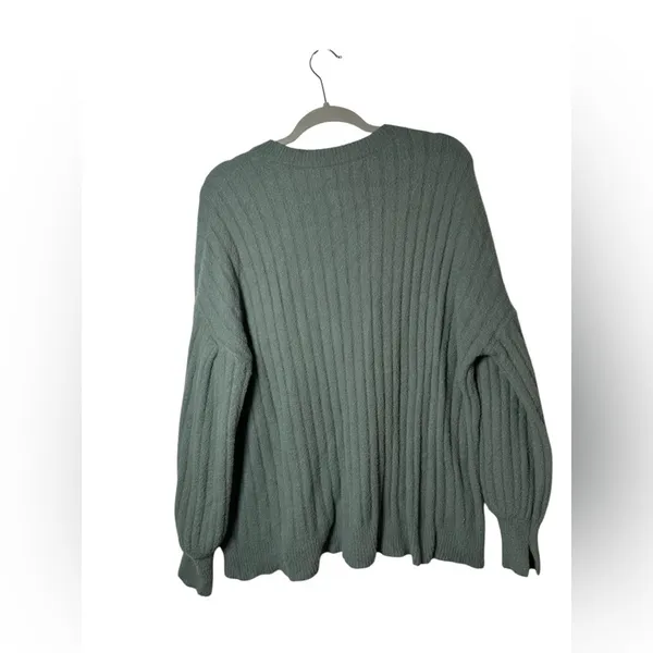 Aerie Ribbed Knit Crewneck Sweater Women’s XS Green Pullover Long Sleeve Cozy‎ - Image 5