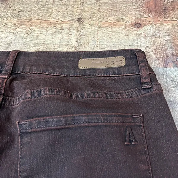 Articles of Society Chocolate Brown Denim Mya Skinny Jeans Sz 26 Fall Season - Image 5