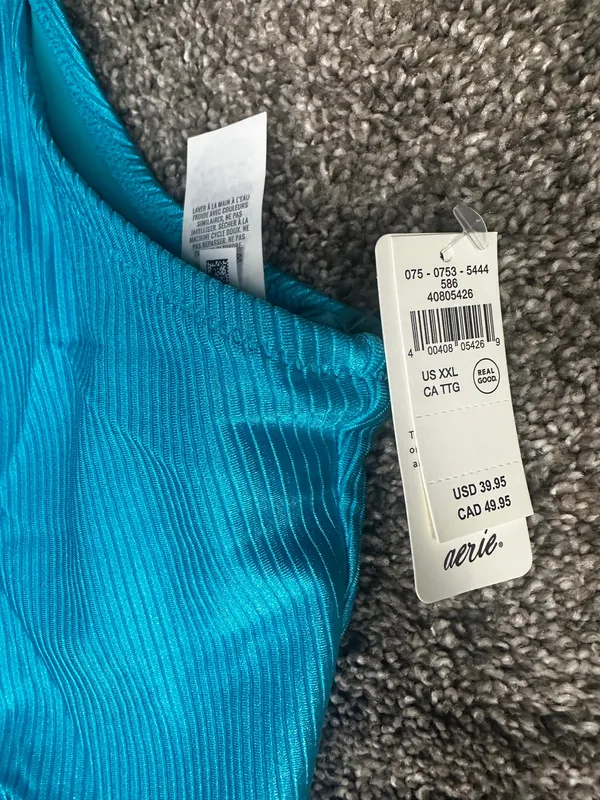 Aerie Scoop Bikini Top Aqua Ribbed - Image 3