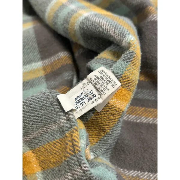Aerie Plaid Flannel Button Shirt Oversized Cabin Core Indie Sleaze Grunge - Image 6
