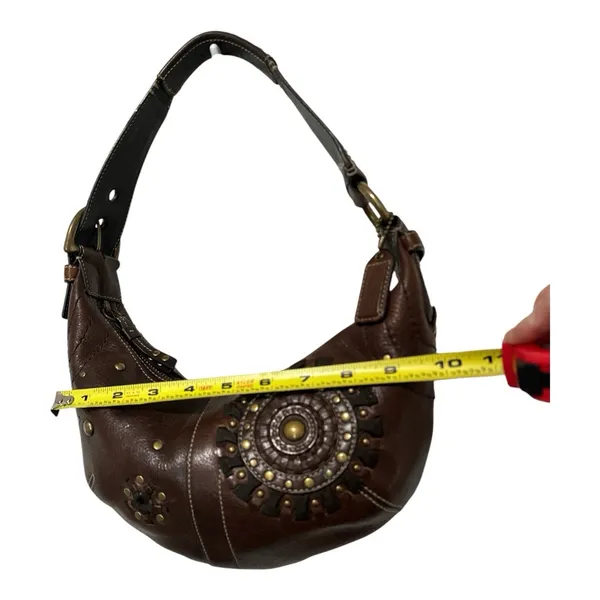 Vintage Coach Mia Soho Brown Leather Studded Starburst Hobo Bag 10062 W/ Hangtag - Image 7