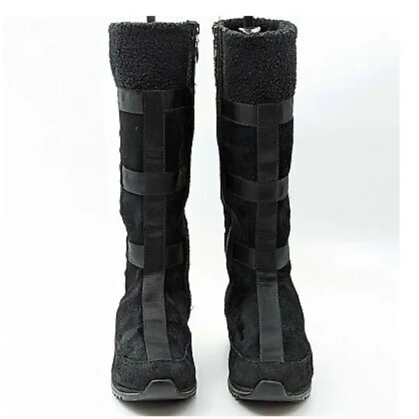 Timberland Women Vintage 90s Y2K Black Genuine Leather Tall Lug sole Boots - Image 4