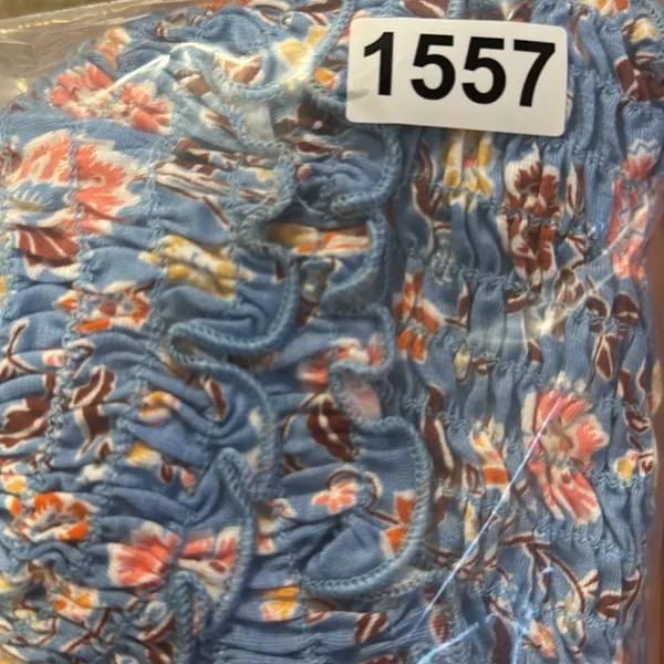 Free People Intimately Blue Floral Smocked‎ Crop Top Size Medium - Image 7