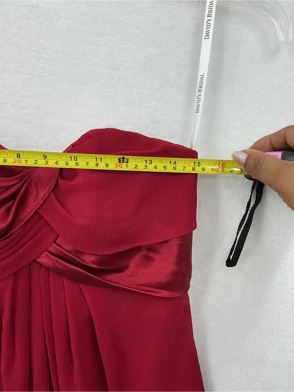 David's Bridal Strapless Twist-Front Red Cocktail Dress 1157 - Image 2