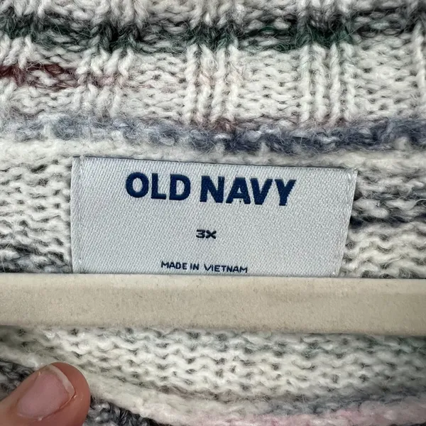OLD NAVY Long Sleeve Pullover Sweater White Striped Women's Sz 3X NWT - Image 2