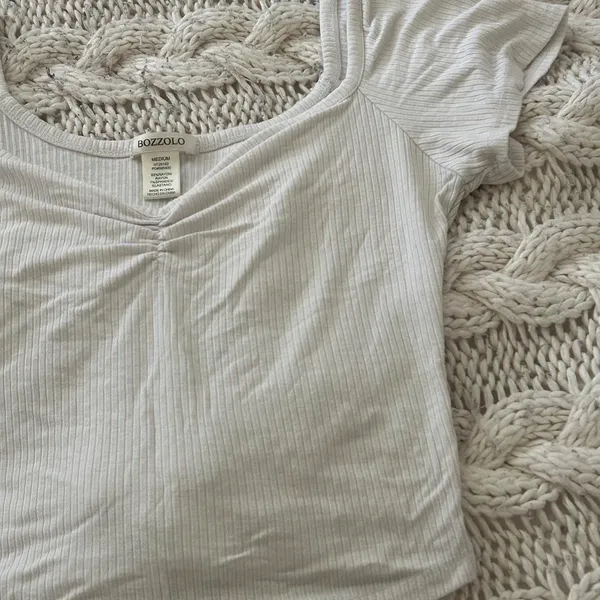 Brandy Melville White Ripped crop Top - Image 3