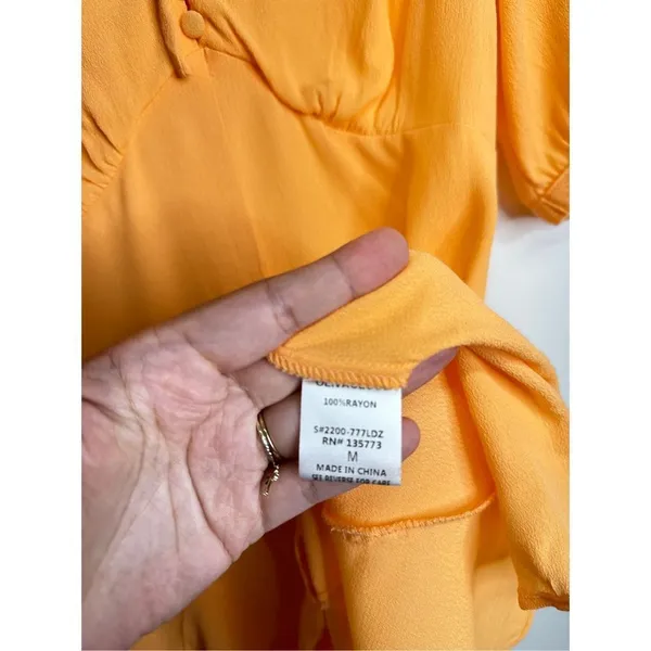Olivaceous Romper Womens Orange V Neck Tie Front Size Medium - Image 6