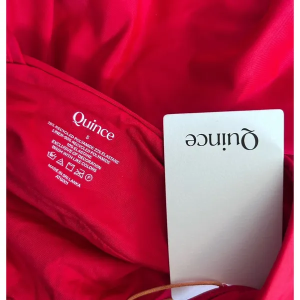 NWT Quince Cherry Red Italian Plunge One-Piece Swimsuit Sz Small - Image 5
