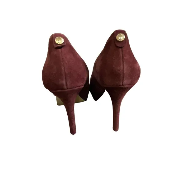 Michael Kors Platform Heals Womens 6M Used Burgundy Suede Heels - Image 2