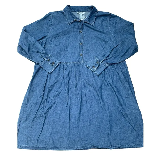 Nine West Brentwood Denim Shirt Dress XXL NWT Cotton Pockets Casual Chambray - Image 7