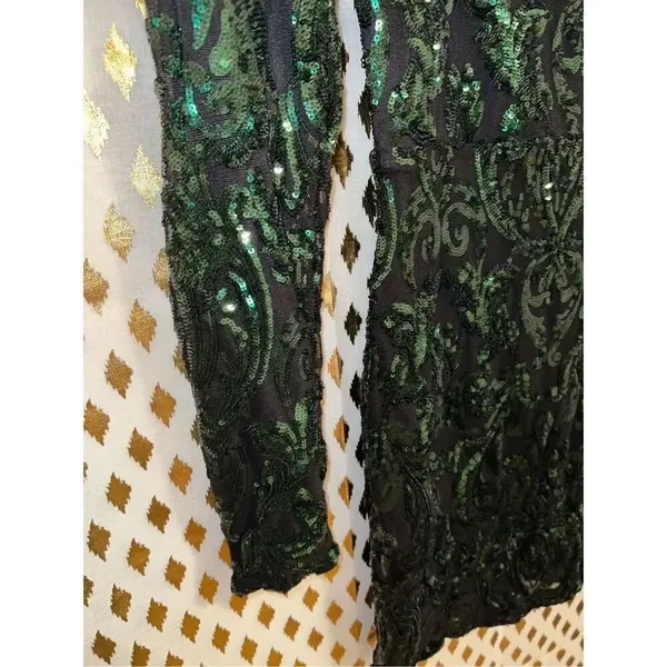 Windsor green sequin mini dress long sleeved size S - Image 4