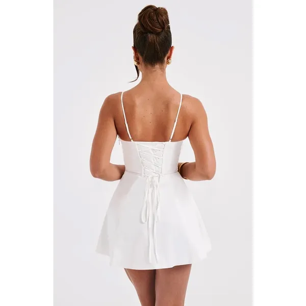 NWT Babyboo Sela Ivory Lace Up Corset Fit & Flare Mini Dress Womens Size S Small - Image 5
