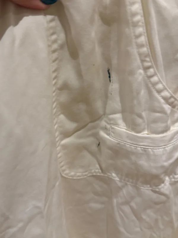 White Wide Leg Linen Blend Pants - Image 2