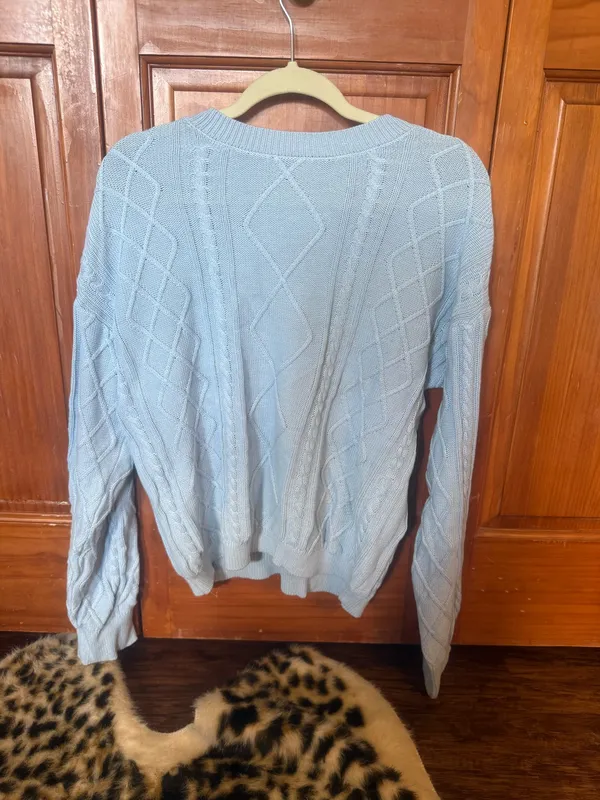 Edikted Blue Cable Knit Sweater - Image 3