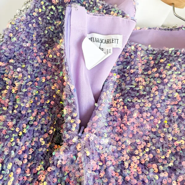 Portia‎ & Scarlett Womens Lavender Sequin Rhinestone Glam Prom Pageant Gown 20 - Image 9