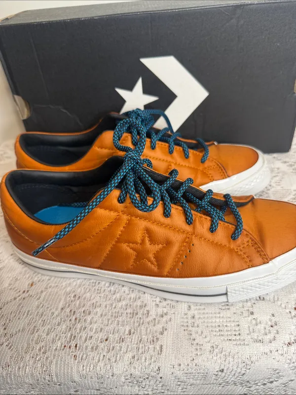 Converse leather low top burnt orange lace up shoes sz 8.5 - Image 6
