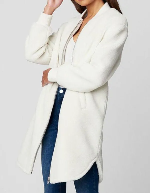 Angel's Advocate Bomber Sherpa Fuzzy Teddy Faux Fur Long Coat Jacket - Image 8