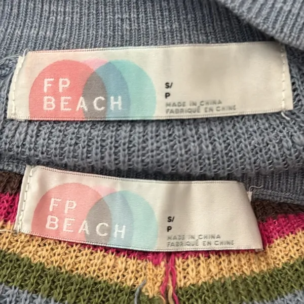 Free People Beach Mariner Dusty Blue Combo Cozy Boho Preppy Striped Sweater Set - Image 3