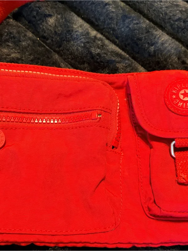 Kipling Bright Red Crossbody Waist Bag with Front Pockets - Image 2