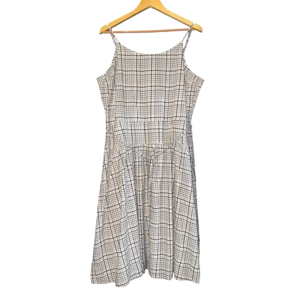 New Free Assembly Plaid Midi Dress XXL Picnic Sundress Smocked Clean Girl Preppy - Image 2