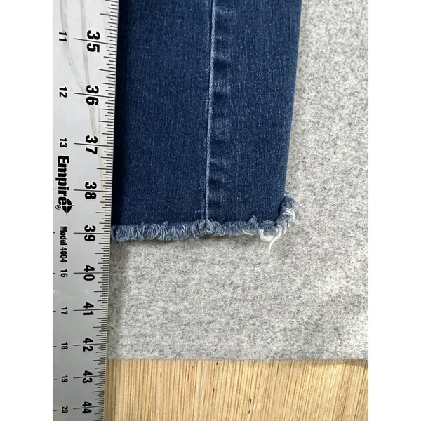 Free‎ People Jeans 27 Womens Blue Pull On Flare Stretch Denim Rough Hem Hippie - Image 9