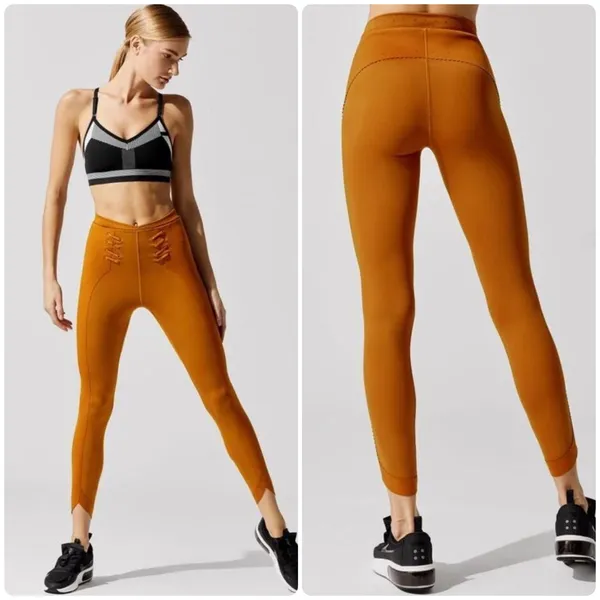 Nike Dri Fit Womens Faux Lace Western‎ Tulip Hem Leggings Size M Burnt Sienna - Image 2