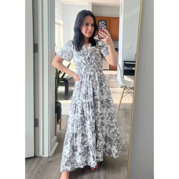 ANTHROPOLOGIE Somerset Maxi Dress in Grey Multi Size Small - Image 2