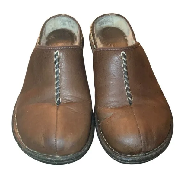 UGG Australia Kohala Leather Clogs Mules Brown Shearling Lined 8 Gorpcore‎ Boho - Image 2