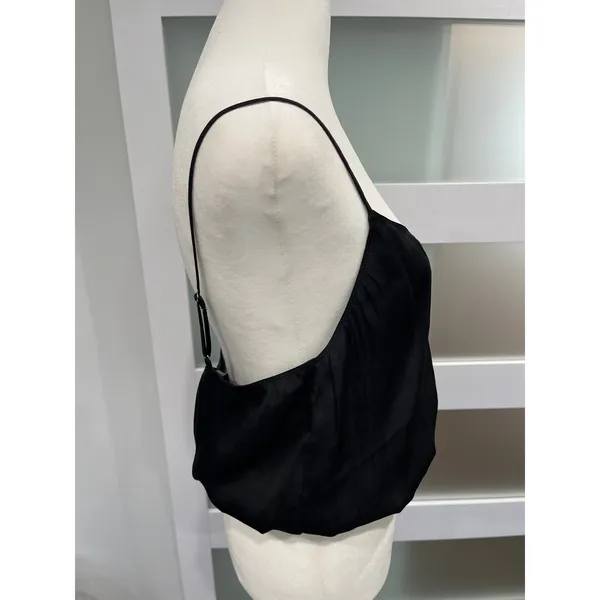 SeaShell Black V-Neck Cropped Camisole Top Adjustable Straps Size M‎ JT512D - Image 2