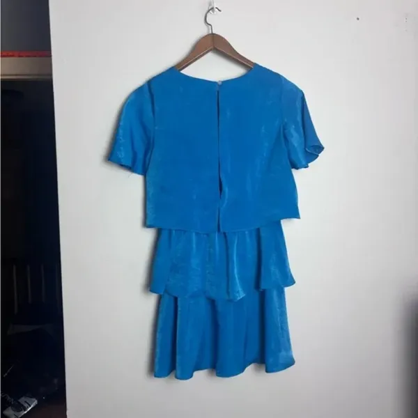 Zara Turquoise Blue NWT Ruffled Satin Effect Mini Dress - Image 8