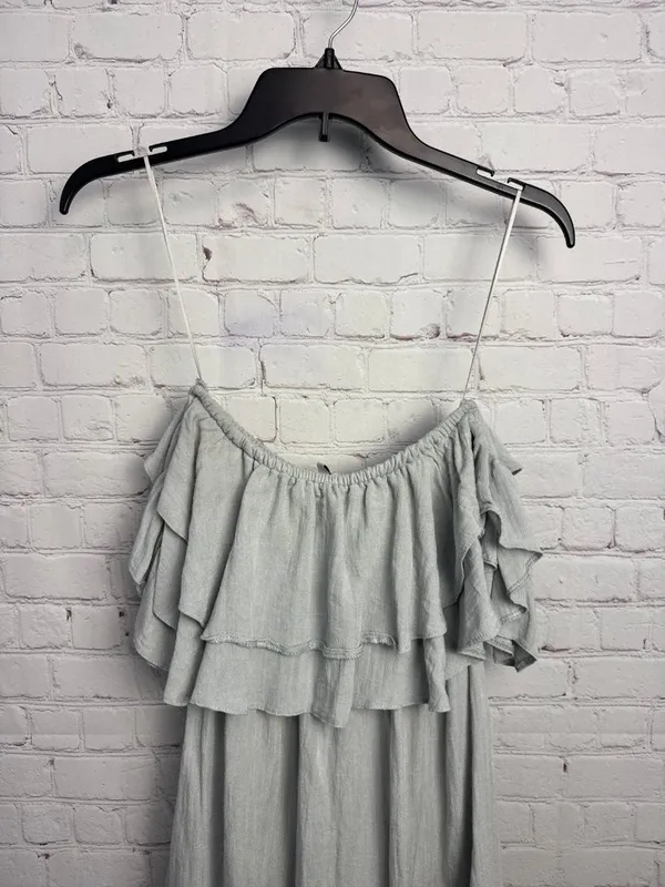 Lost in Lunar medium ruffled tiered blue grey coastal chic mini dress retro Med - Image 3